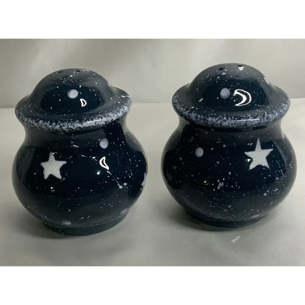 Christmas Holiday Snowman Salt and Pepper Shakers Cobalt Blue Multicolor Ceramic